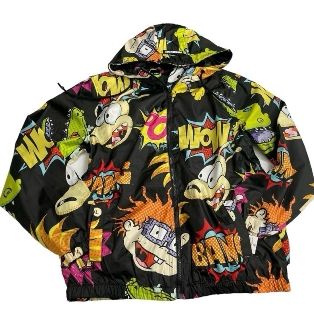 Nickelodeon Rugrats & Rocko Mash Print Windbreaker Jacket Kids M 10/12 NWT - Picture 7 of 11